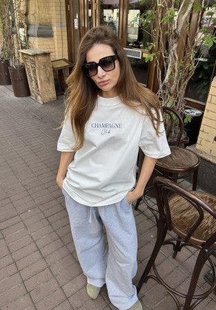  Футболка oversize unisex "CHAMPAGNE Club" біла